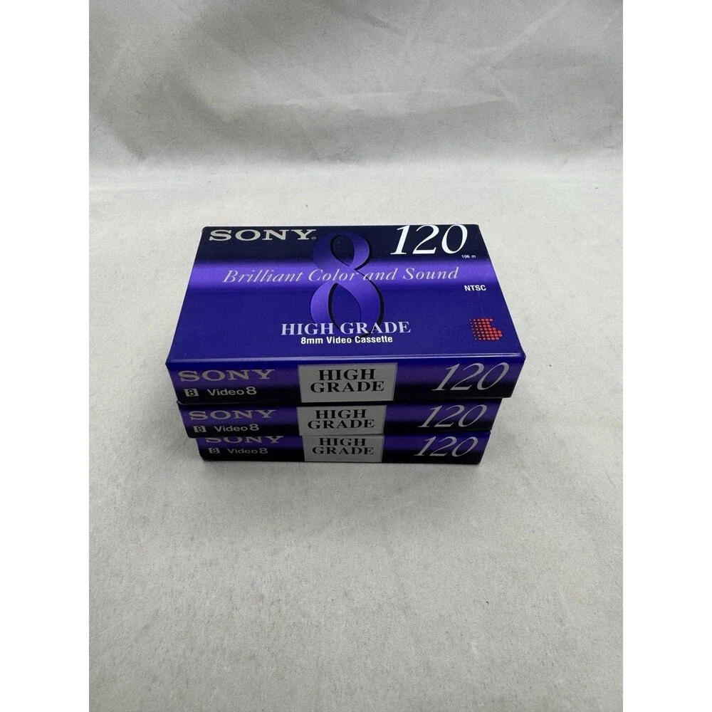 Sony 8mm 120 Min Camcorder Video8 Tape Blank NTSC P6-120HG Set of 3 Sealed